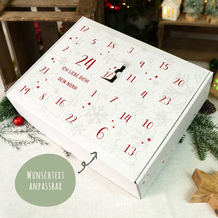 SEO. Personalisierter DIY Adventskalender mit Nummern Design zum selbst Befüllen - Rot Linkreich