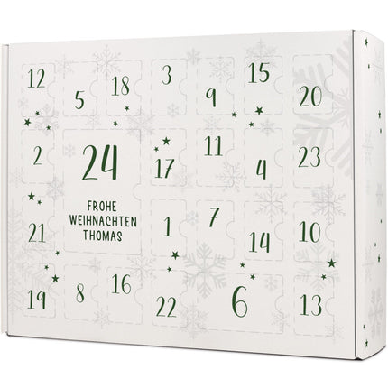 SEO. Personalisierter DIY Adventskalender mit Nummern Design zum selbst Befüllen - Grün Linkreich