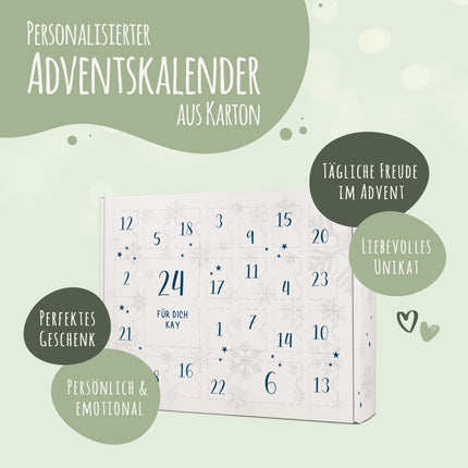 SEO. Personalisierter DIY Adventskalender mit Nummern Design zum selbst Befüllen - Blau Linkreich