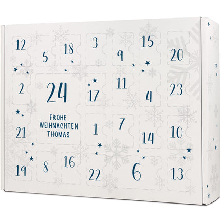 SEO. Personalisierter DIY Adventskalender mit Nummern Design zum selbst Befüllen - Blau Linkreich