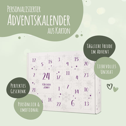 SEO. Personalisierter DIY Adventskalender mit Nummern Design zum selbst Befüllen - Lila Linkreich