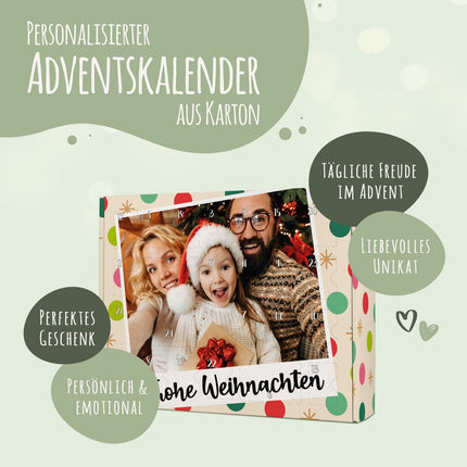 SEO. Personalisierter DIY Adventskalender mit Retro Foto Design zum selbst Befüllen - Bunt Linkreich