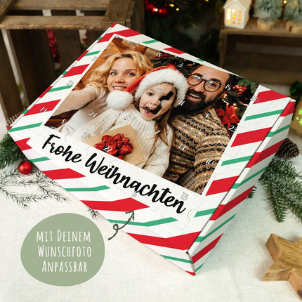 SEO. Personalisierter DIY Adventskalender mit Retro Foto Design zum selbst Befüllen - Rot Linkreich
