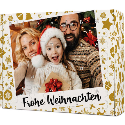 SEO. Personalisierter DIY Adventskalender mit Retro Foto Design zum selbst Befüllen - Gold Linkreich