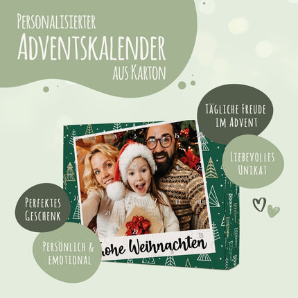 SEO. Personalisierter DIY Adventskalender mit Retro Foto Design zum selbst Befüllen - Grün Linkreich