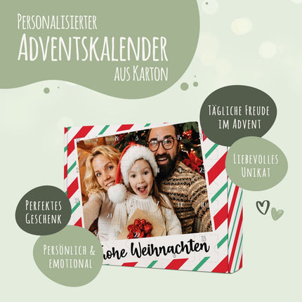 SEO. Personalisierter DIY Adventskalender mit Retro Foto Design zum selbst Befüllen - Rot Linkreich