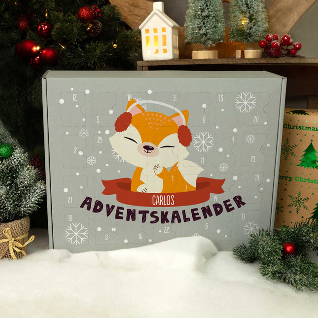 SEO. Personalisierter DIY Adventskalender mit Weihnachtstiere Design zum selbst Befüllen - Fuchs Linkreich