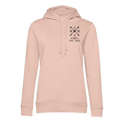SEO. Personalisierter Hoodie für Frauen - MAMA EST. Kreuzpfeile - Altrosa Linkreich