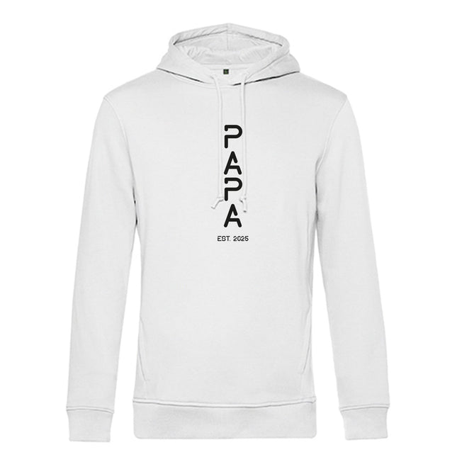 SEO. Personalisierter Hoodie für Herren - PAPA EST. Space - Weiß Linkreich