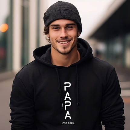 SEO. Personalisierter Hoodie für Herren - PAPA EST. Space - Weiß Linkreich