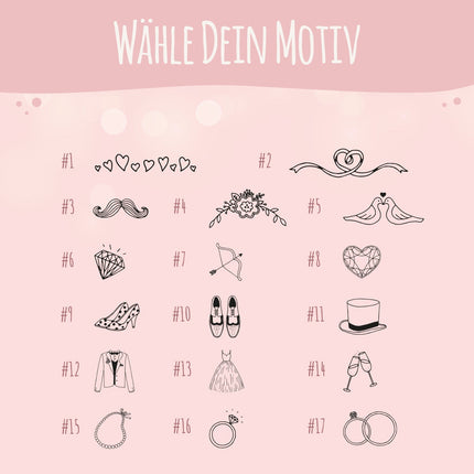 SEO. Personalisierter Kleiderbügel - Hochzeit Symbole - Weiß Linkreich