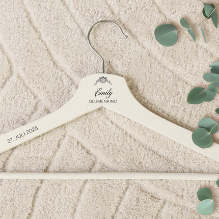 SEO. Personalisierter Kleiderbügel - Hochzeit Symbole - Weiß Linkreich