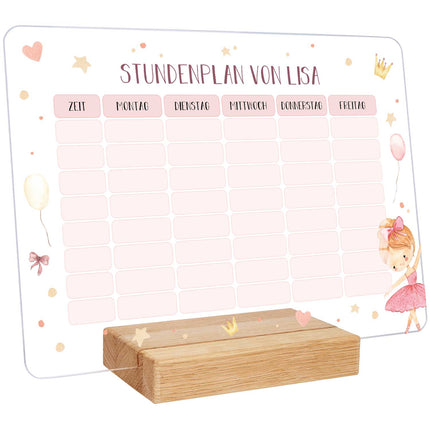 SEO. Personalisierter Stundenplan mit Namen in versch. Motiven - Ballerina Linkreich