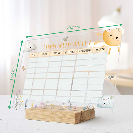 SEO. Personalisierter Stundenplan mit Namen in versch. Motiven - Sonne Linkreich