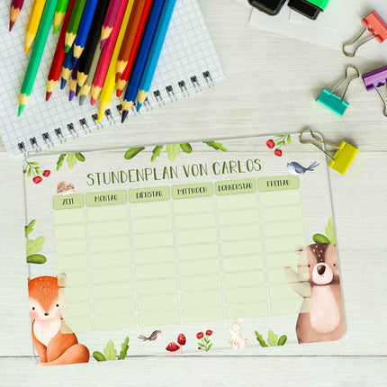 SEO. Personalisierter Stundenplan - Tiergruppe mit Namen - Tiergruppe Wald Linkreich
