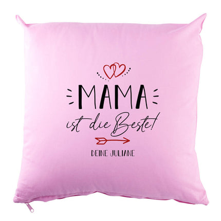 SEO. Personalisiertes Kissen mit Motiv - Mama ist die Beste - Rosa Linkreich