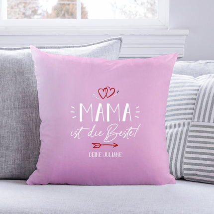SEO. Personalisiertes Kissen mit Motiv - Mama ist die Beste - Rosa Linkreich