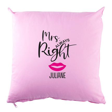 SEO. Personalisiertes Kissen mit Motiv - Mr. und Mrs. Right - Rosa Linkreich
