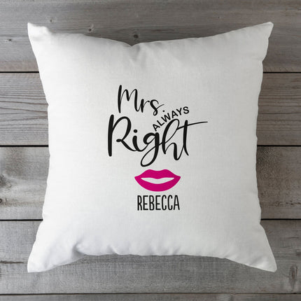 SEO. Personalisiertes Kissen mit Motiv - Mr. und Mrs. Right - Weiß Linkreich
