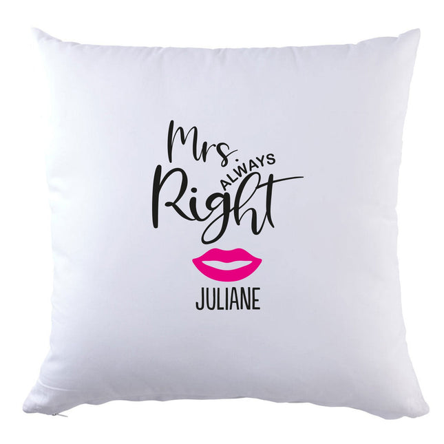 SEO. Personalisiertes Kissen mit Motiv - Mr. und Mrs. Right - Weiß Linkreich