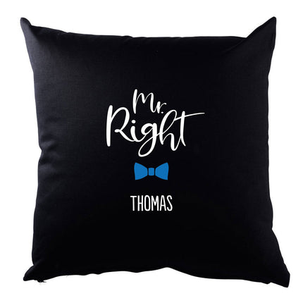 SEO. Personalisiertes Kissen mit Motiv - Mr. und Mrs. Right - Weiß Linkreich