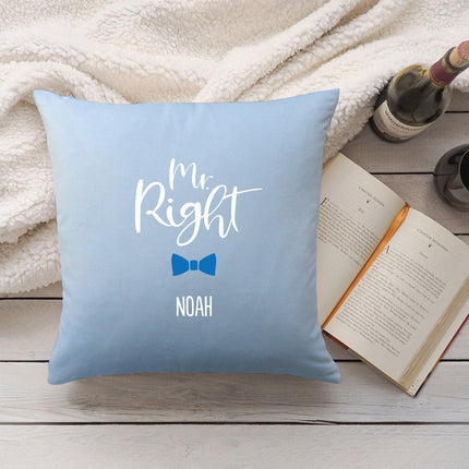 SEO. Personalisiertes Kissen mit Motiv - Mr. und Mrs. Right - Weiß Linkreich