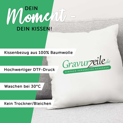 SEO. Personalisiertes Kissen mit Motiv - Paar verliebt - Hellblau Linkreich