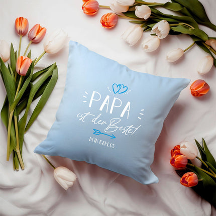 SEO. Personalisiertes Kissen mit Motiv - Papa ist der Beste - Weiß Linkreich