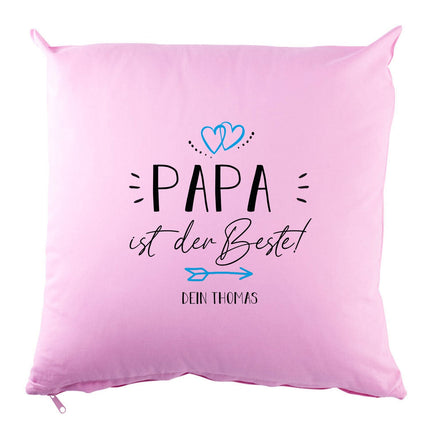 SEO. Personalisiertes Kissen mit Motiv - Papa ist der Beste - Rosa Linkreich