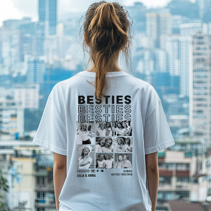 SEO. Personalisiertes Oversized T-Shirt - Besties - Weiss Linkreich