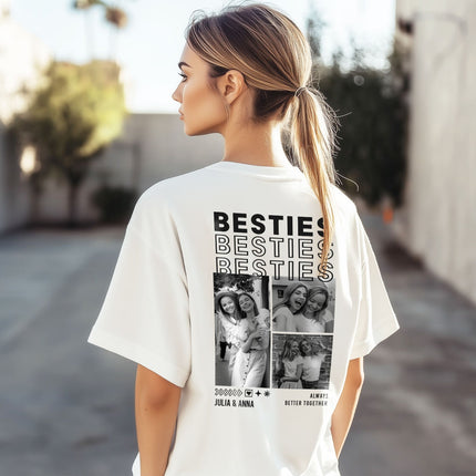 SEO. Personalisiertes Oversized T-Shirt - Besties - Weiss Linkreich