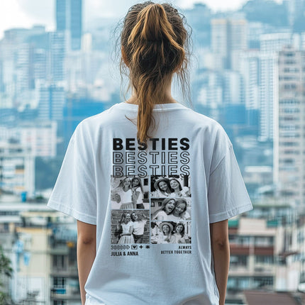 SEO. Personalisiertes Oversized T-Shirt - Besties - Weiss Linkreich