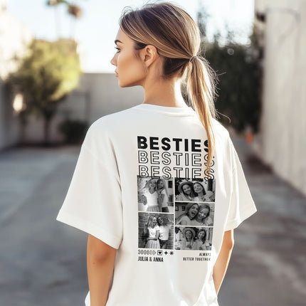 SEO. Personalisiertes Oversized T-Shirt - Besties - Weiss Linkreich