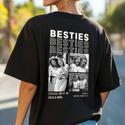 SEO. Personalisiertes Oversized T-Shirt - Besties - Weiss Linkreich