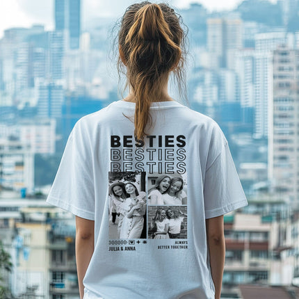SEO. Personalisiertes Oversized T-Shirt - Besties - Weiss Linkreich