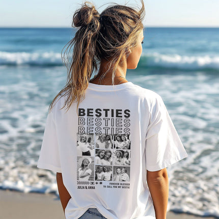 SEO. Personalisiertes Oversized T-Shirt - Besties - Weiss Linkreich