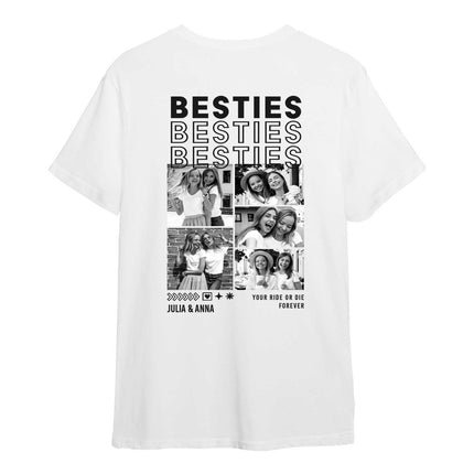 SEO. Personalisiertes Oversized T-Shirt - Besties - Weiss Linkreich