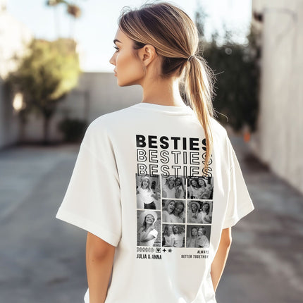 SEO. Personalisiertes Oversized T-Shirt - Besties - Weiss Linkreich
