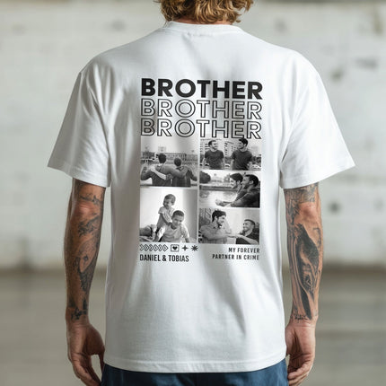 SEO. Personalisiertes Oversized T-Shirt - Brother - Weiss Linkreich