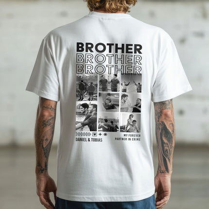 SEO. Personalisiertes Oversized T-Shirt - Brother - Weiss Linkreich
