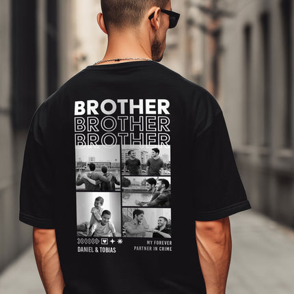 SEO. Personalisiertes Oversized T-Shirt - Brother - Weiss Linkreich