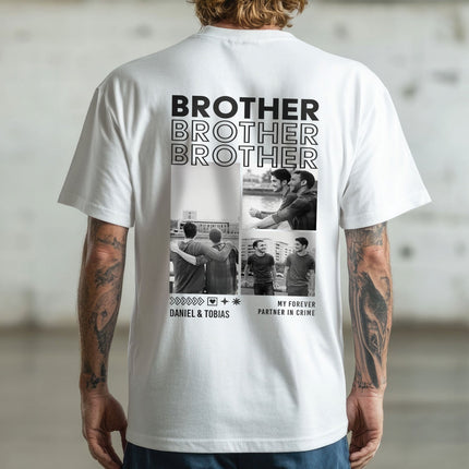 SEO. Personalisiertes Oversized T-Shirt - Brother - Weiss Linkreich
