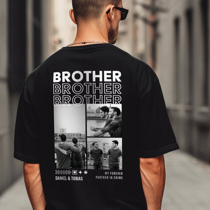 SEO. Personalisiertes Oversized T-Shirt - Brother - Weiss Linkreich