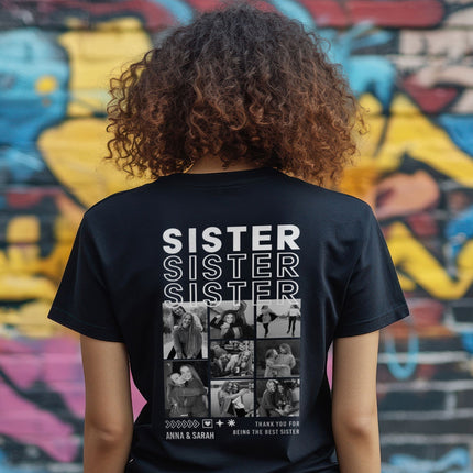 SEO. Personalisiertes Oversized T-Shirt - Sister - Weiss Linkreich