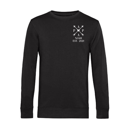 SEO. Personalisiertes Sweatshirt für Herren - PAPA EST. Kreuzpfeile - Schwarz Linkreich