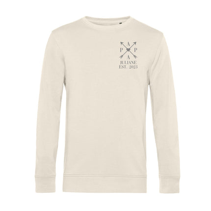 SEO. Personalisiertes Sweatshirt für Herren - PAPA EST. Kreuzpfeile - Beige Linkreich