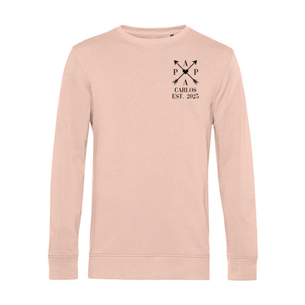 SEO. Personalisiertes Sweatshirt für Herren - PAPA EST. Kreuzpfeile - Altrosa Linkreich