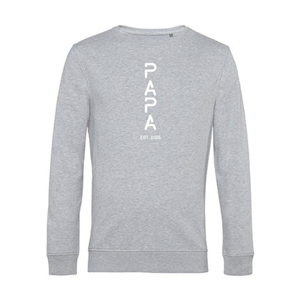 SEO. Personalisiertes Sweatshirt für Herren - PAPA EST. Space - Grau (meliert) Linkreich