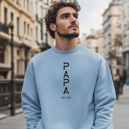 SEO. Personalisiertes Sweatshirt für Herren - PAPA EST. Space - Weiß Linkreich