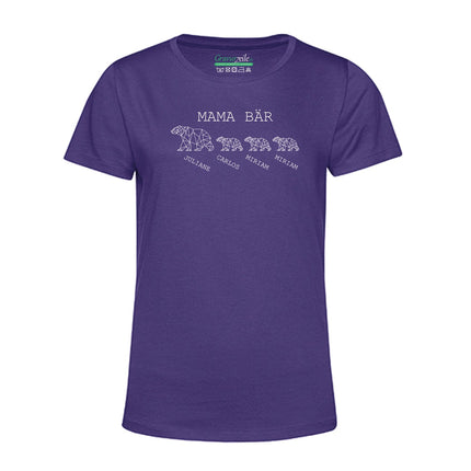 SEO. Personalisiertes T-Shirt für Damen - Mama Bär - Lila Linkreich